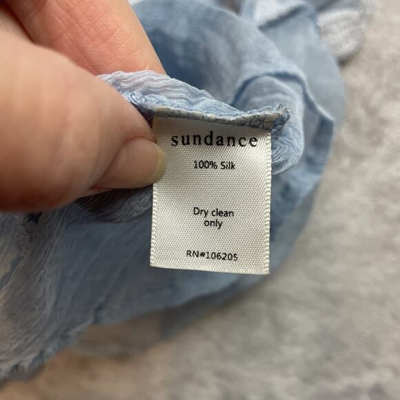 Sundance Gretty Zueger Sadie Top Womens S Blue Silk Floral Overlay Bell Sleeve - Picture 4 of 9